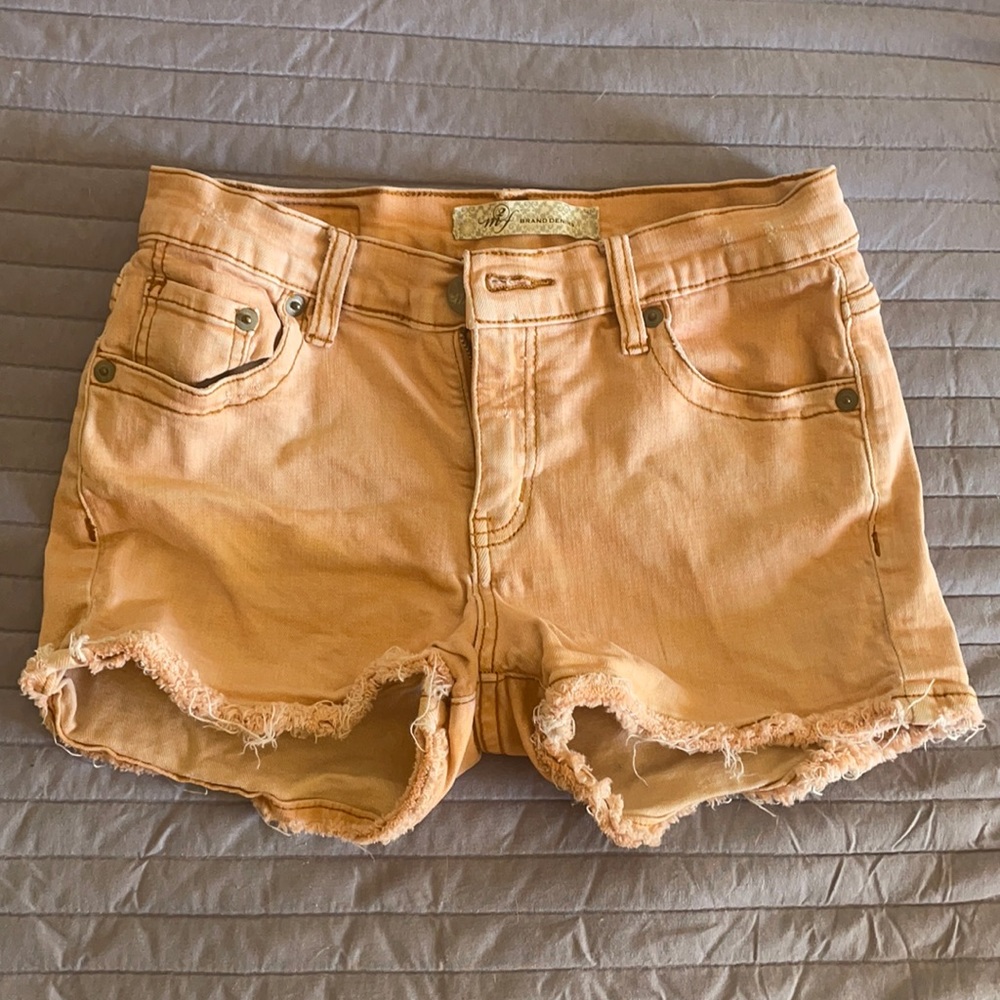 Orange jean shorts